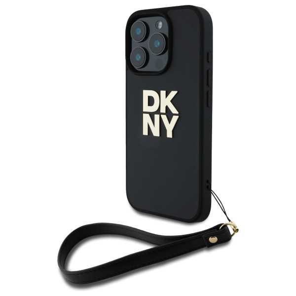 Husa pentru Apple iPhone 16 Pro, DKNY, Wrist Strap Stock Logo, Neagra