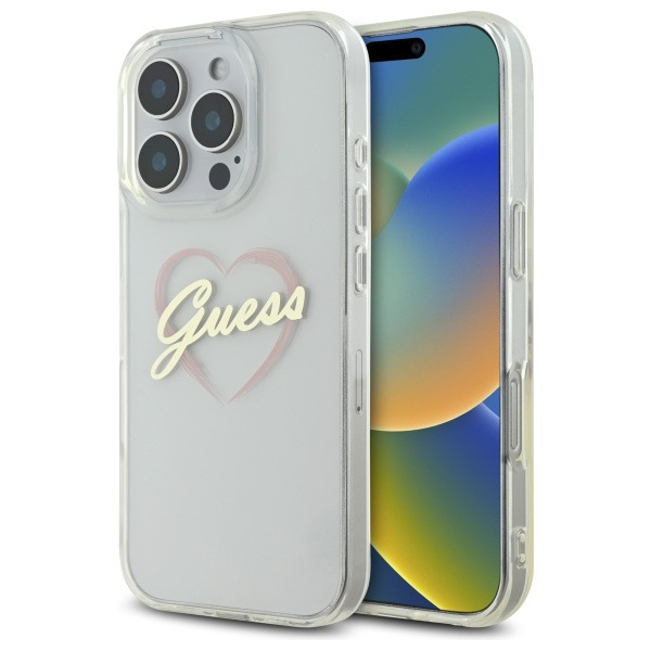 Husa pentru Apple iPhone 16 Pro Max, Guess, IML Heart, Transparenta