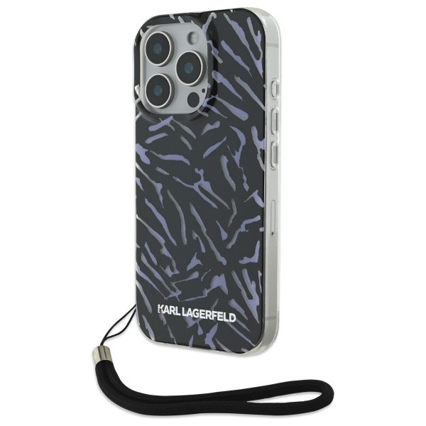 Husa pentru Apple iPhone 16 Pro Max, Karl Lagerfeld, Zebra with Cord Strap, Mov
