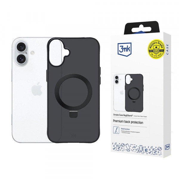 Husa pentru Apple iPhone 17, 3MK, Smoke MagStand, Neagra
