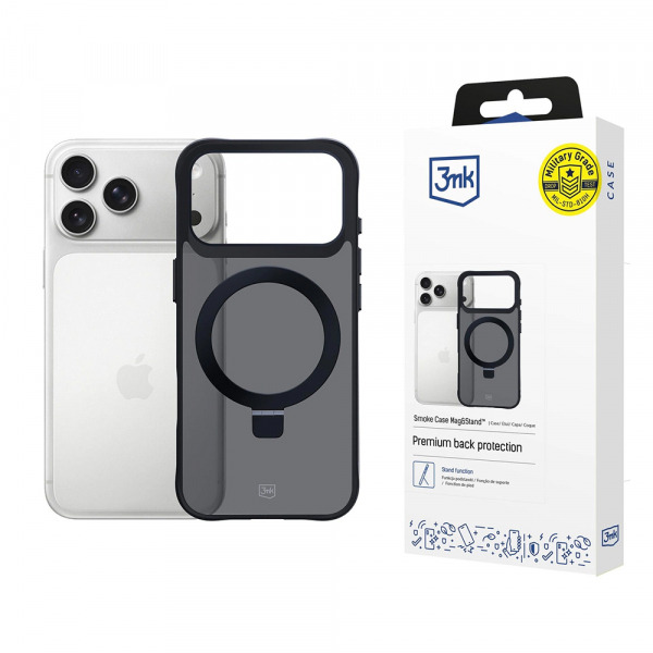 Husa pentru Apple iPhone 17 Pro, 3MK, Smoke MagStand, Neagra