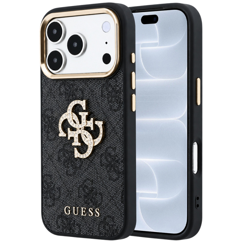 Husa pentru Apple iPhone 18 Pro / 17 Pro, Guess, 4G Big Strass Logo, Neagra