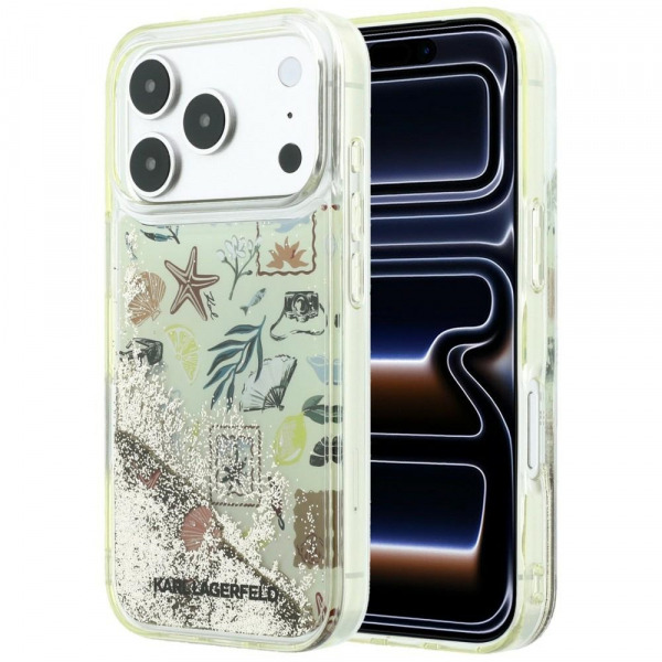 Husa pentru Apple iPhone 18 Pro Max / 17 Pro Max, Karl Lagerfeld, Liquid Glitter Beach and Sand, Bej