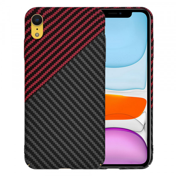 Husa pentru Apple iPhone XR, Techsuit, Carbonite FiberShell, Neagra Rosie