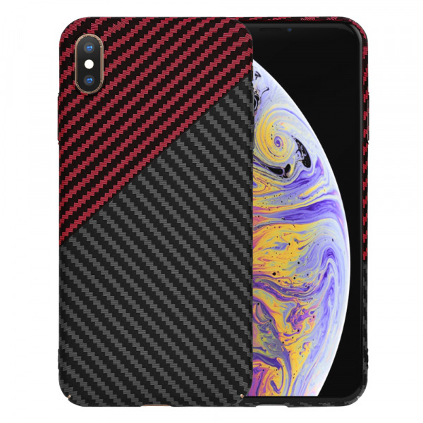 Husa pentru Apple iPhone XS Max, Techsuit, Carbonite FiberShell, Neagra Rosie