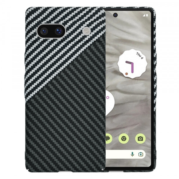 Husa pentru Google Pixel 7a, Techsuit, Carbonite FiberShell, Neagra Gri