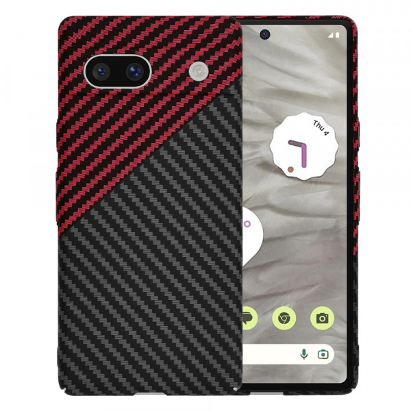 Husa pentru Google Pixel 7a, Techsuit, Carbonite FiberShell, Neagra Rosie