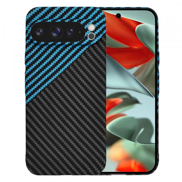Husa pentru Google Pixel 9 Pro XL, Techsuit, Carbonite FiberShell, Neagra Bleu