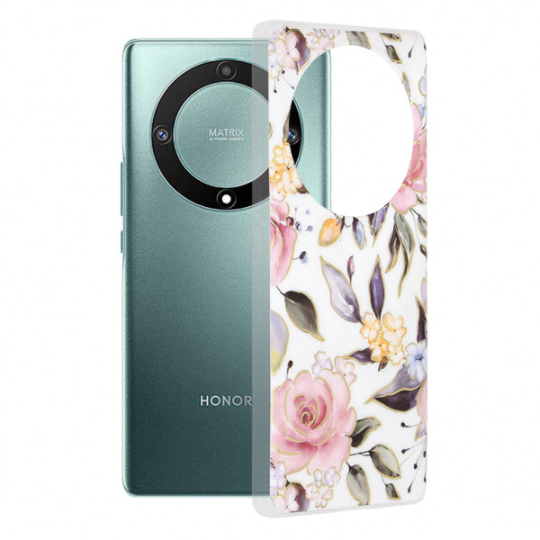 Husa pentru Honor Magic5 Lite, Techsuit, Marble, Alba