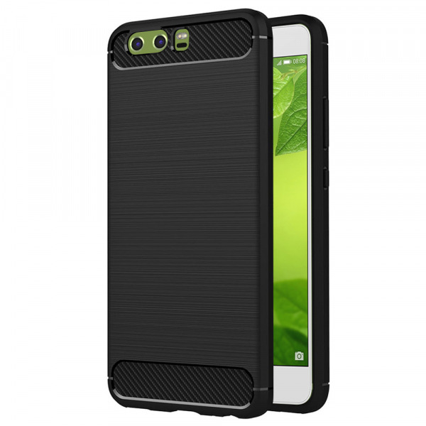 Husa pentru Huawei P10, Techsuit, Carbon, Neagra