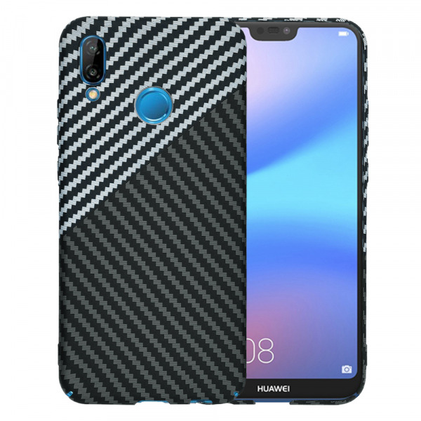 Husa pentru Huawei P20 Lite, Techsuit, Carbonite FiberShell, Neagra Gri