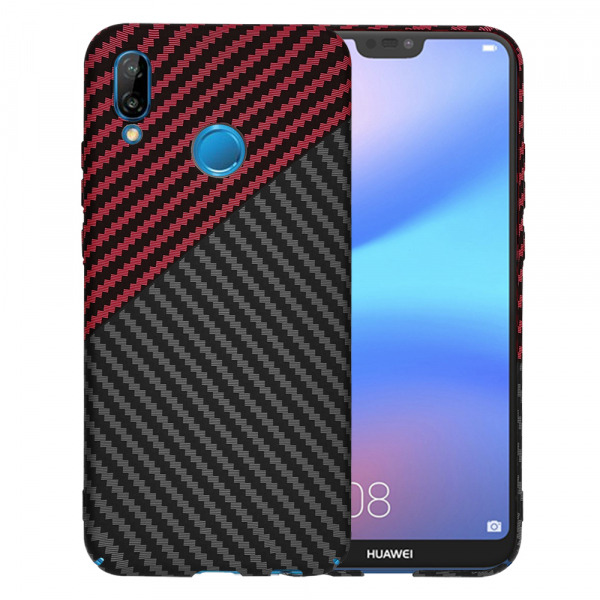 Husa pentru Huawei P20 Lite, Techsuit, Carbonite FiberShell, Neagra Rosie