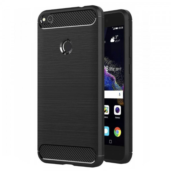 Husa pentru Huawei P9 Lite (2017) / P8 Lite (2017), Techsuit, Carbon, Neagra
