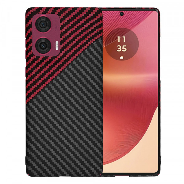 Husa pentru Motorola Edge 50 Fusion, Techsuit, Carbonite FiberShell, Neagra Rosie