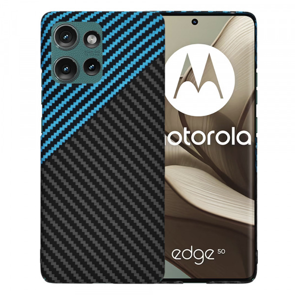 Husa pentru Motorola Edge 50, Techsuit, Carbonite FiberShell, Neagra Bleu