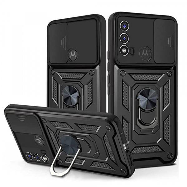 Husa pentru Motorola Moto E40 / E30 / E20, Techsuit, CamShield, Neagra