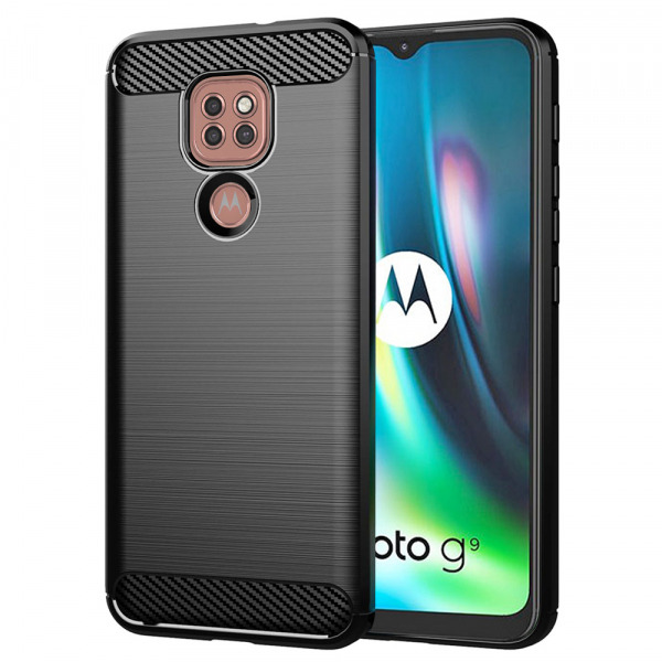 Husa pentru Motorola Moto E7 Plus / G9 Play, Techsuit, Carbon, Neagra