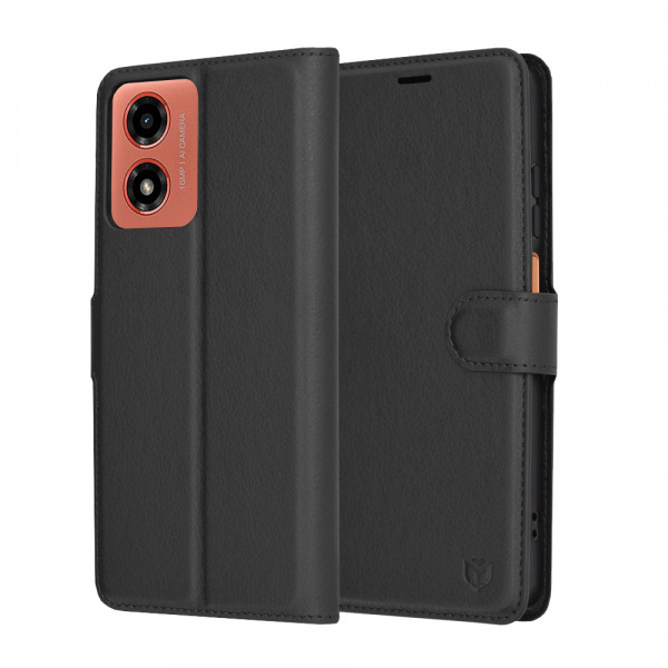 Husa pentru Motorola Moto G04s / E14 / G04 / G24, Techsuit, Leather Folio, Neagra