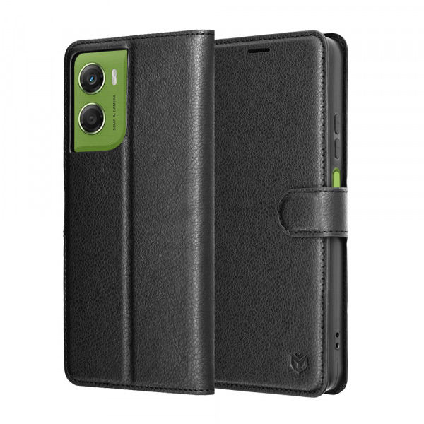 Husa pentru Motorola Moto G06, Techsuit, Leather Folio, Neagra