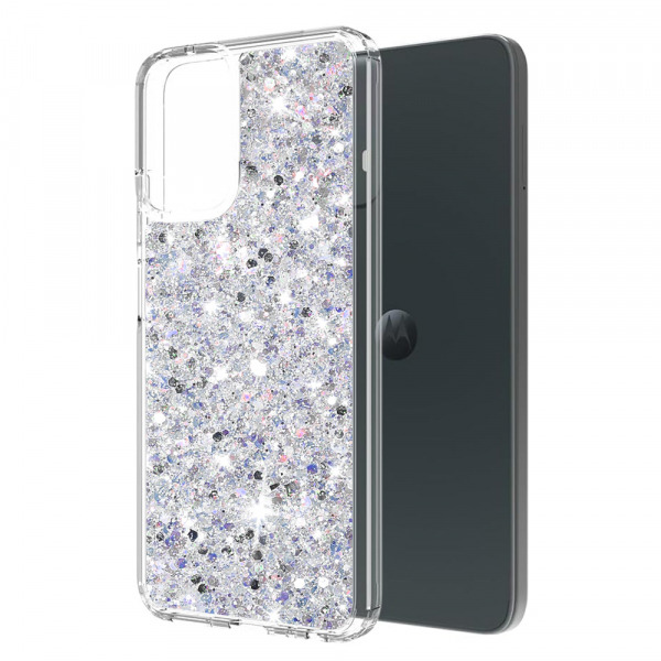 Husa pentru Motorola Moto G45 / G34, Techsuit, Sparkly Glitter, Alba