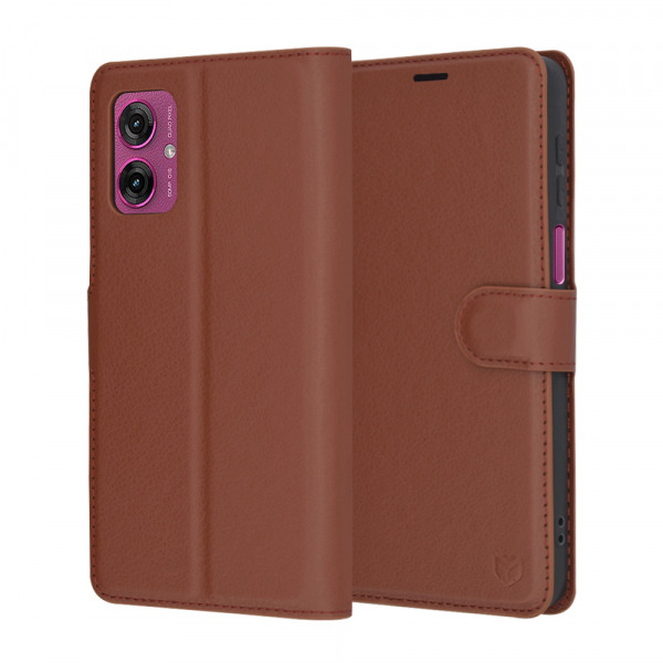 Husa pentru Motorola Moto G55, Techsuit, Leather Folio, Maro