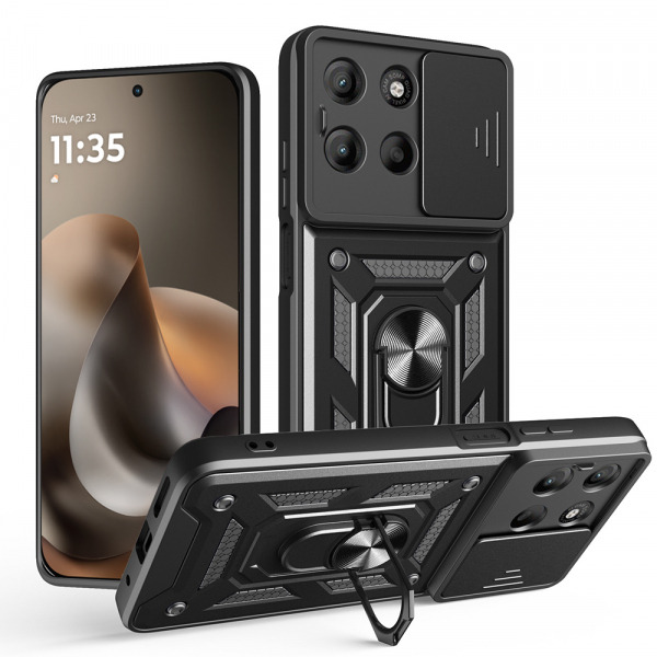 Husa pentru Motorola Moto G77 / G67, Techsuit, CamShield, Neagra