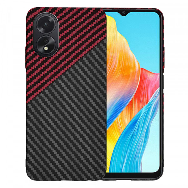 Husa pentru Oppo A18 / A38, Techsuit, Carbonite FiberShell, Neagra Rosie