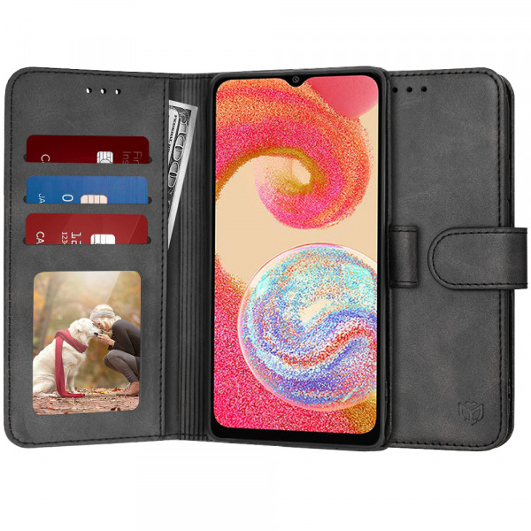 Husa pentru Samsung Galaxy A04e A042 / M04 M045, Techsuit, Diary Book, Neagra