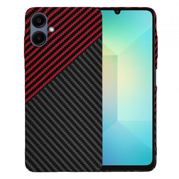 Husa pentru Samsung Galaxy A06 A065, Techsuit, Carbonite FiberShell, Neagra Rosie