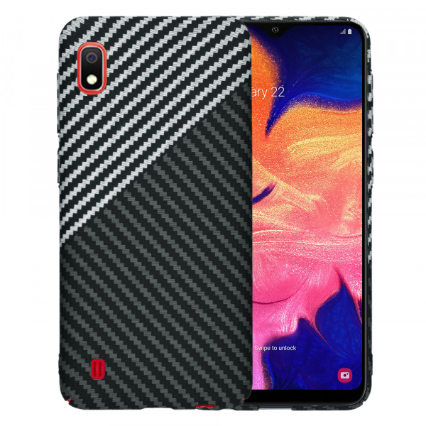 Husa pentru Samsung Galaxy A10 A105, Techsuit, Carbonite FiberShell, Neagra Gri