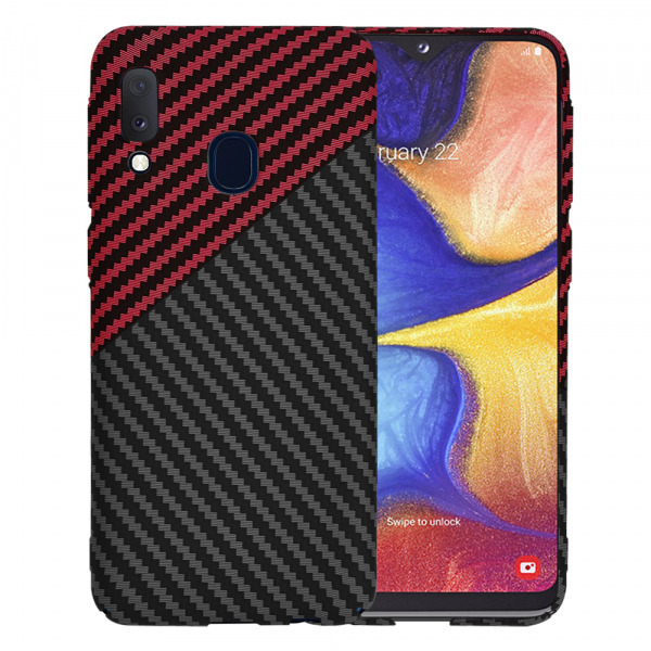 Husa pentru Samsung Galaxy A20e A202, Techsuit, Carbonite FiberShell, Neagra Rosie