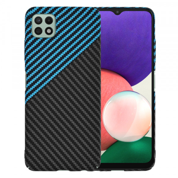 Husa pentru Samsung Galaxy A22 5G A226, Techsuit, Carbonite FiberShell, Neagra Bleu