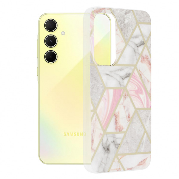 Husa pentru Samsung Galaxy A35 5G A356, Techsuit, Marble, Roz