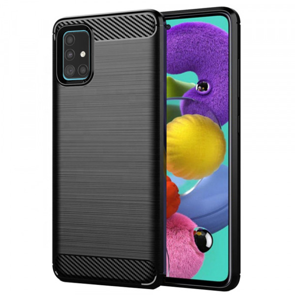 Husa pentru Samsung Galaxy A51 A515, Techsuit, Carbon, Neagra