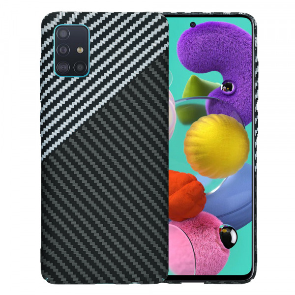 Husa pentru Samsung Galaxy A51 A515, Techsuit, Carbonite FiberShell, Neagra Gri