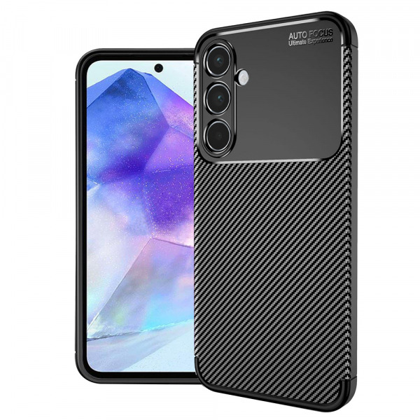 Husa pentru Samsung Galaxy A55 5G A556, Techsuit, CarbonFiber, Neagra