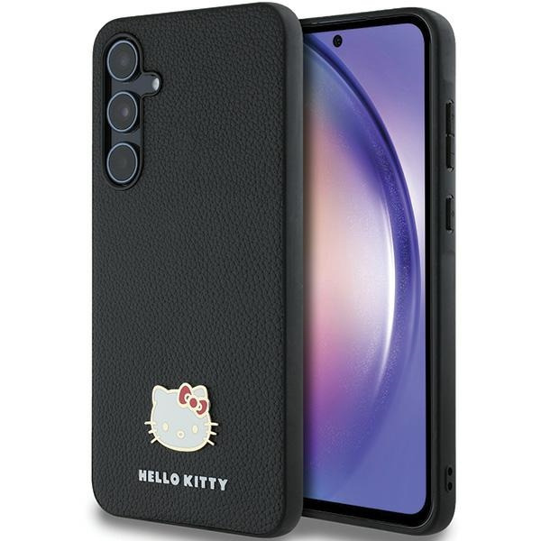 Husa pentru Samsung Galaxy A55 5G A556, Hello Kitty, Metal Logo Kitty Head, Neagra