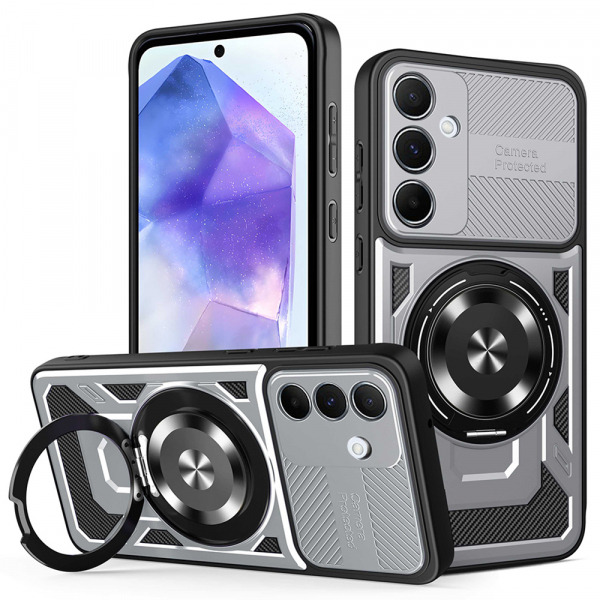 Husa pentru Samsung Galaxy A55 5G A556, Techsuit, RuggedCam, Gri