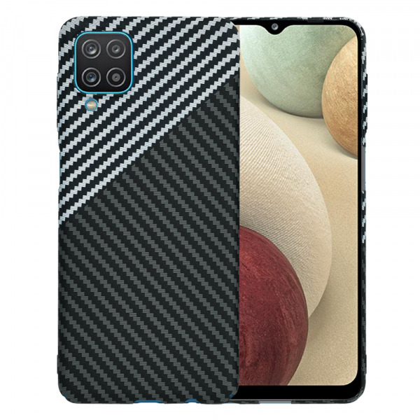 Husa pentru Samsung Galaxy F12 F127 / A12 Nacho A127 / M12 M127 / A12 A125, Techsuit, Carbonite FiberShell, Neagra Gri