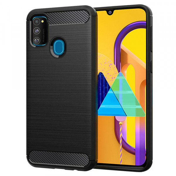 Husa pentru Samsung Galaxy M21 M215 / M30s M307, Techsuit, Carbon, Neagra