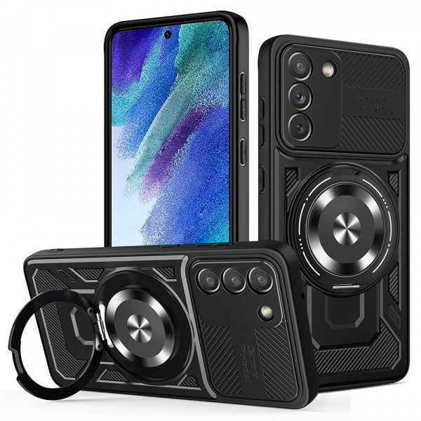 Husa pentru Samsung Galaxy S21 FE 5G G990, Techsuit, RuggedCam, Neagra