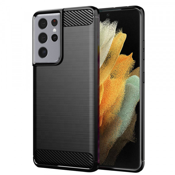 Husa pentru Samsung Galaxy S21 Ultra 5G G998, Techsuit, Carbon, Neagra