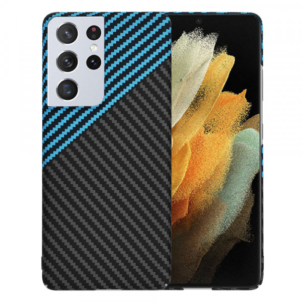 Husa pentru Samsung Galaxy S21 Ultra 5G G998, Techsuit, Carbonite FiberShell, Neagra Bleu