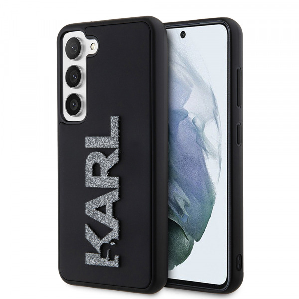 Husa pentru Samsung Galaxy S23 S911, Karl Lagerfeld, 3D Rubber Glitter Logo, Neagra