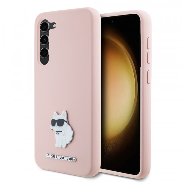 Husa pentru Samsung Galaxy S23 S911, Karl Lagerfeld, Silicone Choupette Metal, Roz