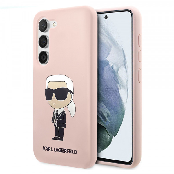 Husa pentru Samsung Galaxy S23 S911, Karl Lagerfeld, Silicone Ikonik Karl, Roz