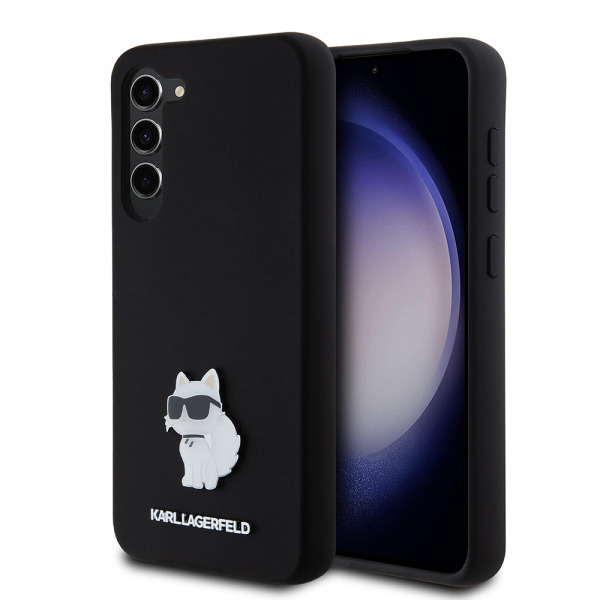 Husa pentru Samsung Galaxy S23+ S916, Karl Lagerfeld, Silicone Choupette Metal, Neagra
