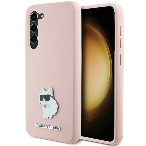 Husa pentru Samsung Galaxy S23+ S916, Karl Lagerfeld, Silicone Choupette Metal, Roz