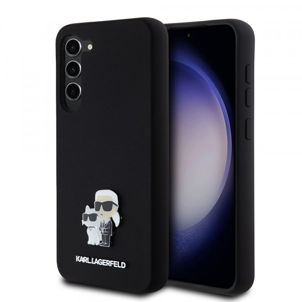 Husa pentru Samsung Galaxy S23+ S916, Karl Lagerfeld, Silicone Karl & Choupette Metal, Neagra