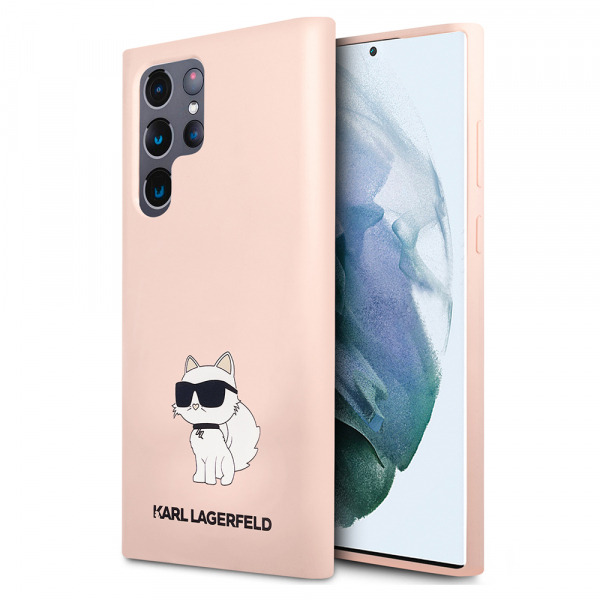Husa pentru Samsung Galaxy S23 Ultra S918, Karl Lagerfeld, Silicone Choupette, Roz
